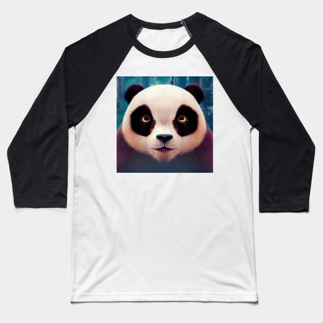 Cute Panda Art Baseball T-Shirt by Geminiartstudio